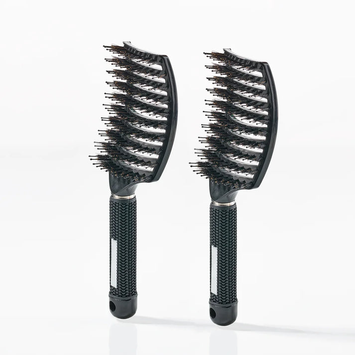 Curved Paddle Brush - Hårbørste med vildsvinehår