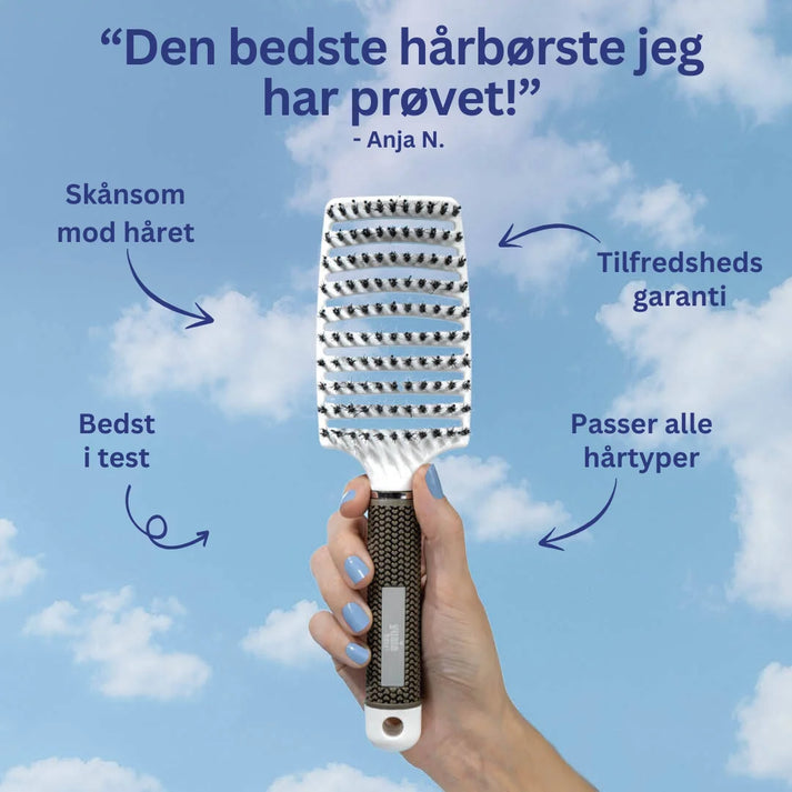 Curved Paddle Brush - Hårbørste med vildsvinehår