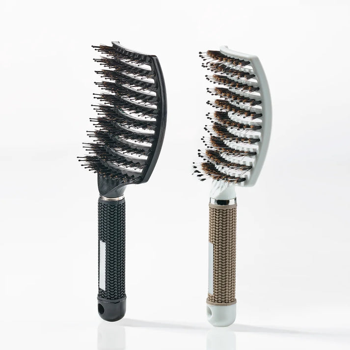 Curved Paddle Brush - Hårbørste med vildsvinehår