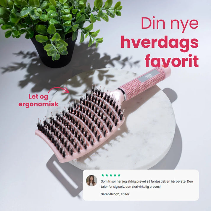 Curved Paddle Brush - Hårbørste med vildsvinehår