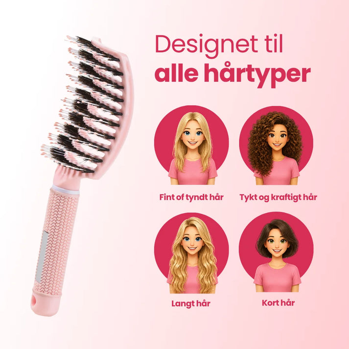 Curved Paddle Brush - Hårbørste med vildsvinehår