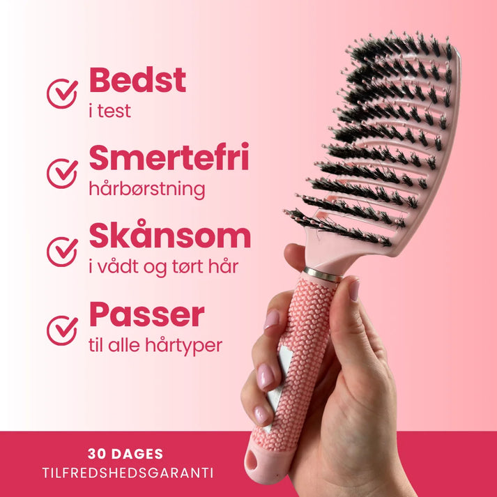 Curved Paddle Brush - Hårbørste med vildsvinehår