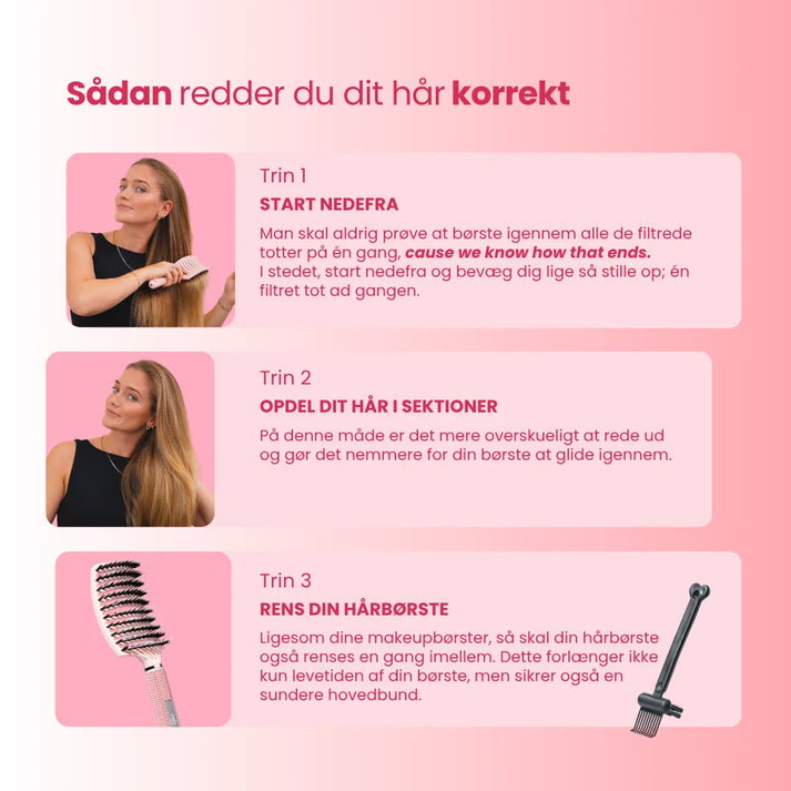 Curved Paddle Brush - Hårbørste med vildsvinehår