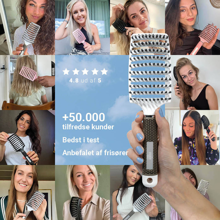 Curved Paddle Brush - Hårbørste med vildsvinehår