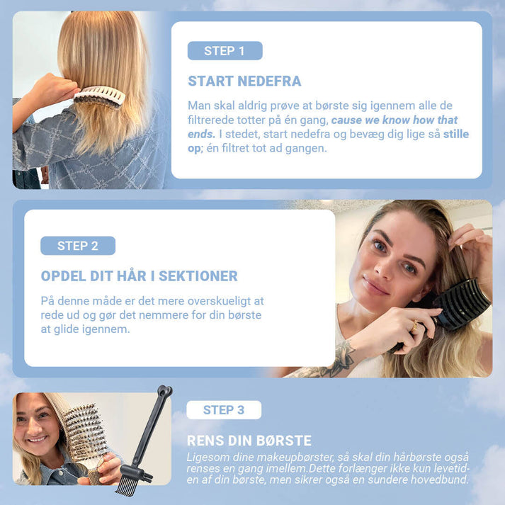 Curved Paddle Brush - Hårbørste med vildsvinehår