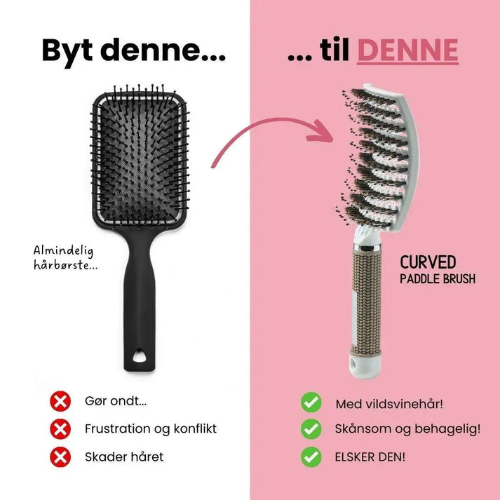2 stk. Curved Paddle Brush + Gratis Gave