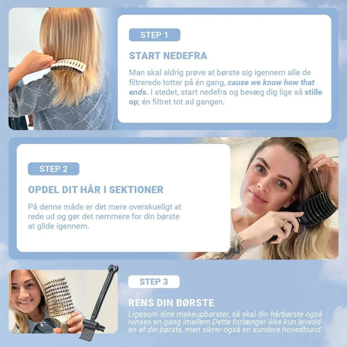 Curved Paddle Brush - Hårbørste med vildsvinehår